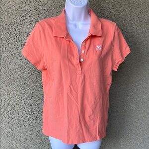 No.062 Aeropostale Orange Fitted Button Down Polo Shirt Size XL